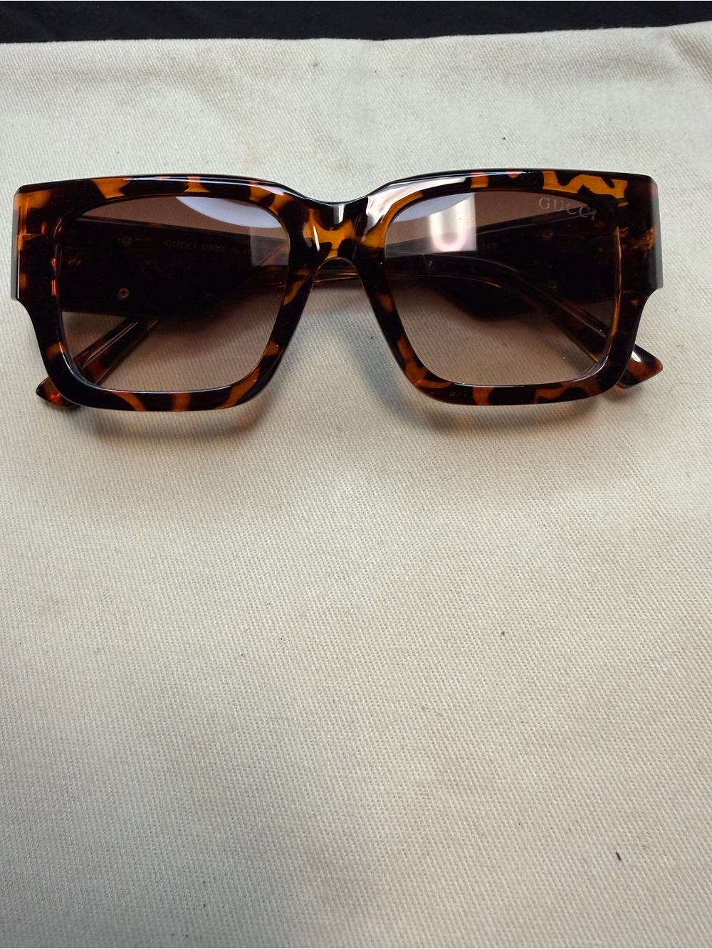 Gucci Tortoise Square Frame Sunglasses with Brown Lenses